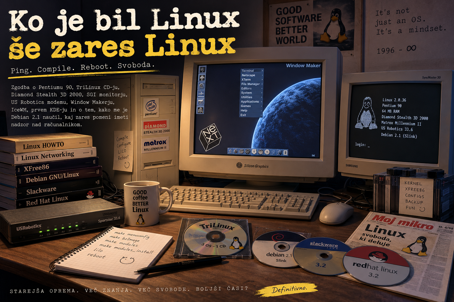 Ko je bil Linux še zares Linux: od Pentiuma 90 do lastnega kernela